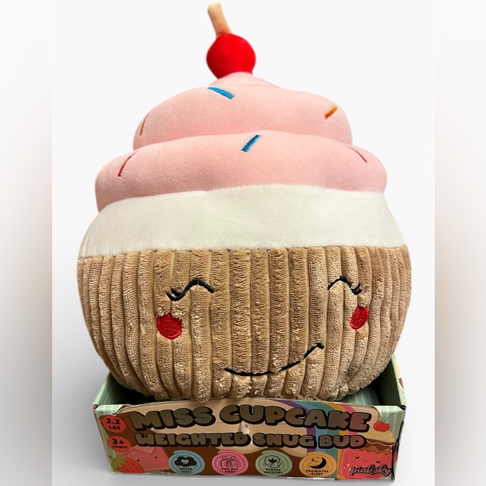 NEW Pink Sky Miss Cupcake Weighted Snug Bud Plush 2.2lbs Stress / Sleep Support